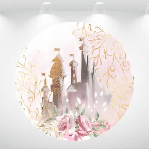 Painel Redondo + Kit de Capas de Cilindros Castelo Princesa