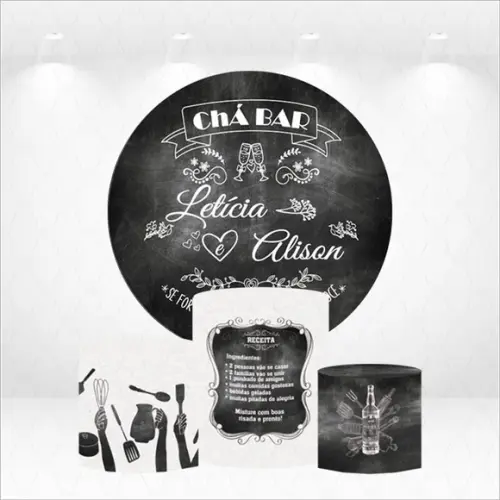 Painel Redondo + Kit de Capas de Cilindros Chá Bar