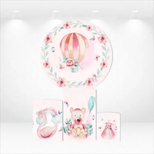 PAINEL REDONDO + KIT DE CAPAS DE CILINDROS CHÁ DE BEBÊ