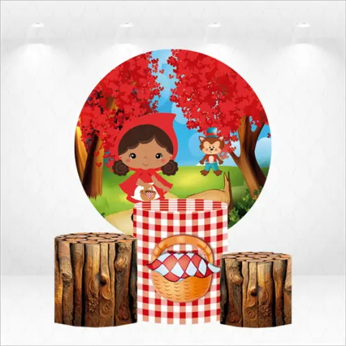 Painel Redondo + Kit de Capas de Cilindros Chapeuzinho