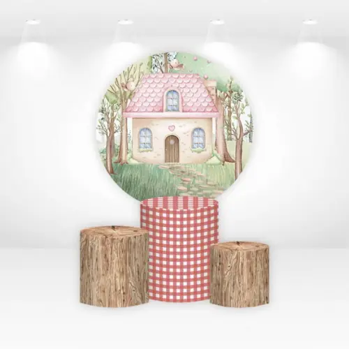 Painel Redondo + Kit de Capas de Cilindros Chapeuzinho