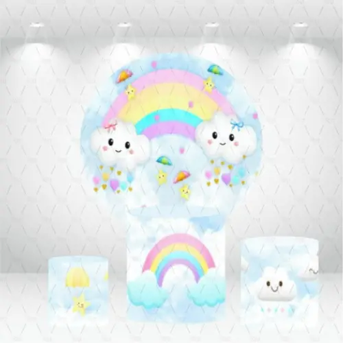 PAINEL REDONDO + KIT DE CAPAS DE CILINDROS CHUVA DE AMOR