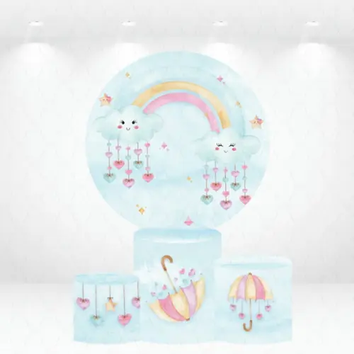Painel Redondo + Kit de Capas de Cilindros Chuva de Amor