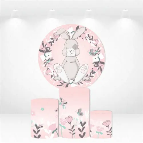 PAINEL REDONDO + KIT DE CAPAS DE CILINDROS COELHO FLORAL