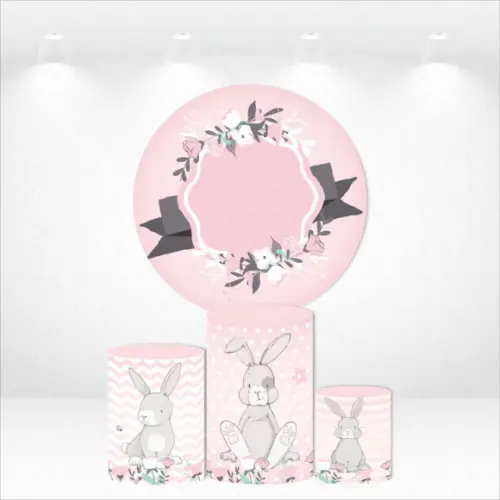 PAINEL REDONDO + KIT DE CAPAS DE CILINDROS COELHO FLORAL
