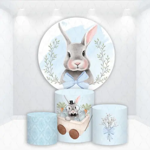 Painel Redondo + Kit de Capas de Cilindros Coelho Pascoa