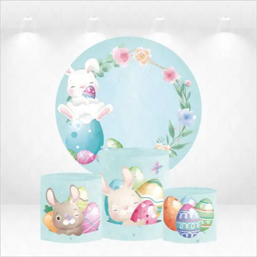 Painel Redondo + Kit de Capas de Cilindros Coelho Pascoa