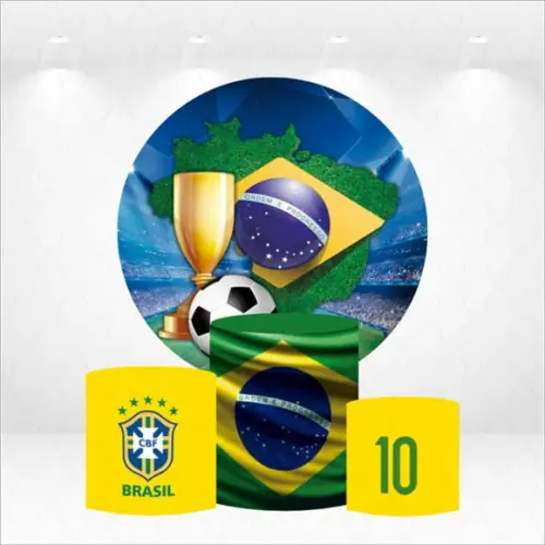 Painel Redondo + Kit de Capas de Cilindros Copa do Mundo