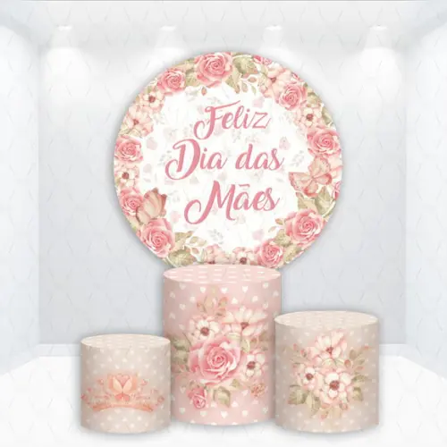 Painel Redondo + Kit de Capas de Cilindros Dia das Mães