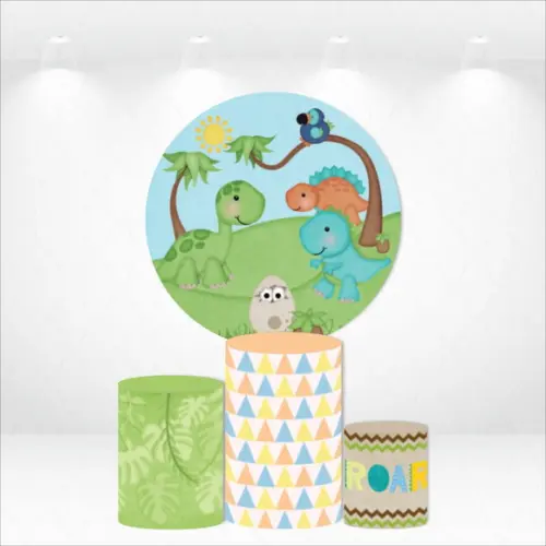 PAINEL REDONDO + KIT DE CAPAS DE CILINDROS DINOSSAUROS
