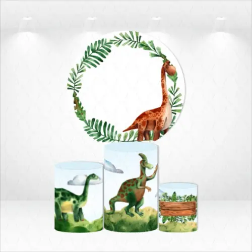 PAINEL REDONDO + KIT DE CAPAS DE CILINDROS DINOSSAUROS