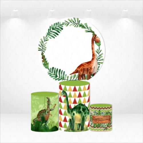 PAINEL REDONDO + KIT DE CAPAS DE CILINDROS DINOSSAUROS