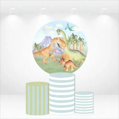 PAINEL REDONDO + KIT DE CAPAS DE CILINDROS DINOSSAUROS