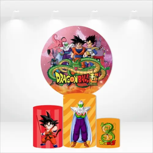 Painel Redondo + Kit de Capas de Cilindros Dragon Ball