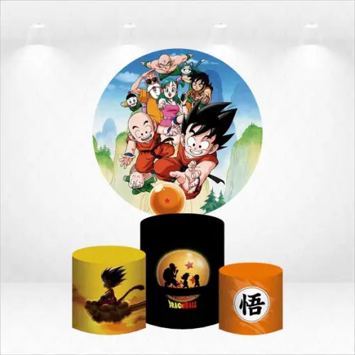 Painel Redondo + Kit de Capas de Cilindros Dragon Ball