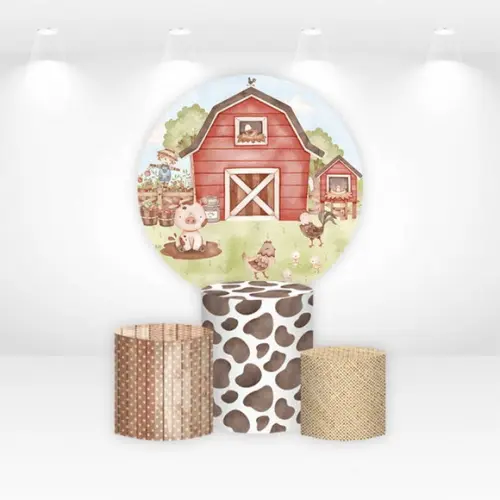 Painel Redondo + Kit de Capas de Cilindros Fazendinha