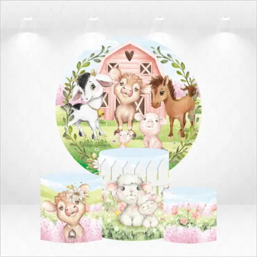 Painel Redondo + Kit de Capas de Cilindros Fazendinha