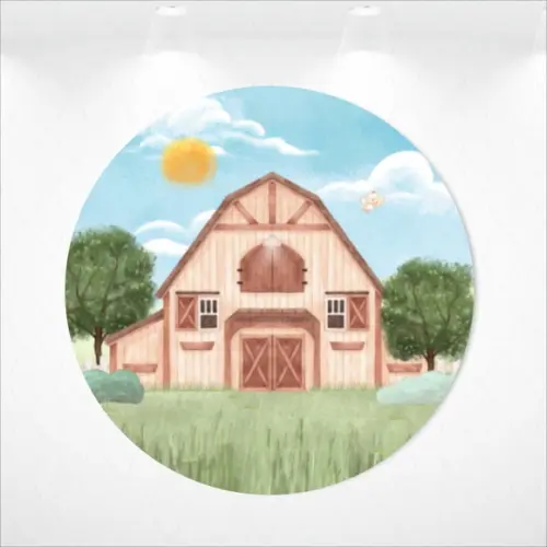Painel Redondo + Kit de Capas de Cilindros Fazendinha