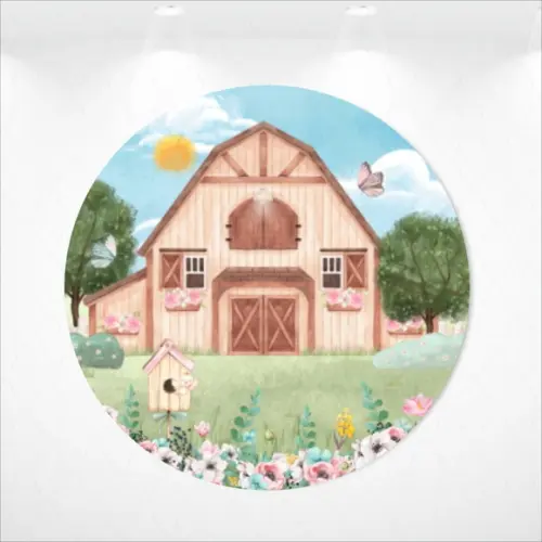 Painel Redondo + Kit de Capas de Cilindros Fazendinha