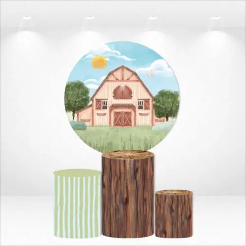 Painel Redondo + Kit de Capas de Cilindros Fazendinha