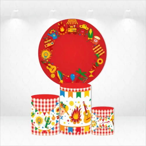 PAINEL REDONDO + KIT DE CAPAS DE CILINDROS FESTA JUNINA