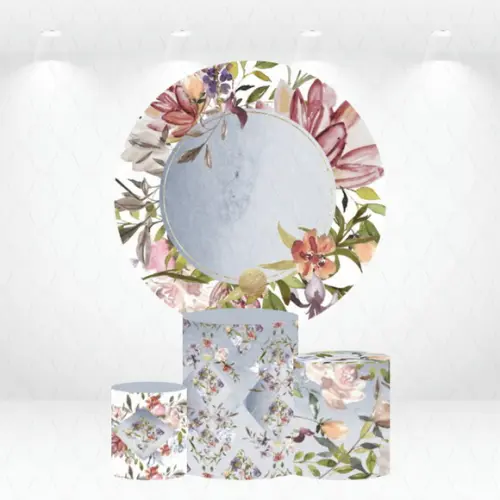 Painel Redondo + Kit de Capas de Cilindros Floral