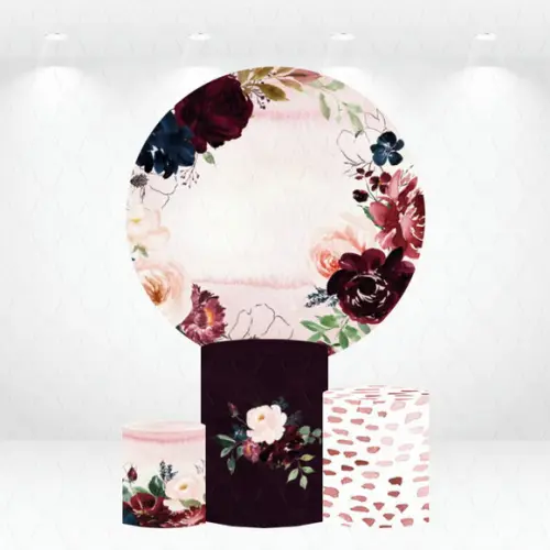 Painel Redondo + Kit de Capas de Cilindros Floral