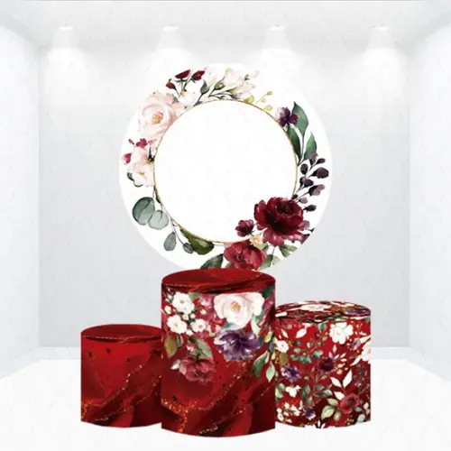 Painel Redondo + Kit de Capas de Cilindros Floral
