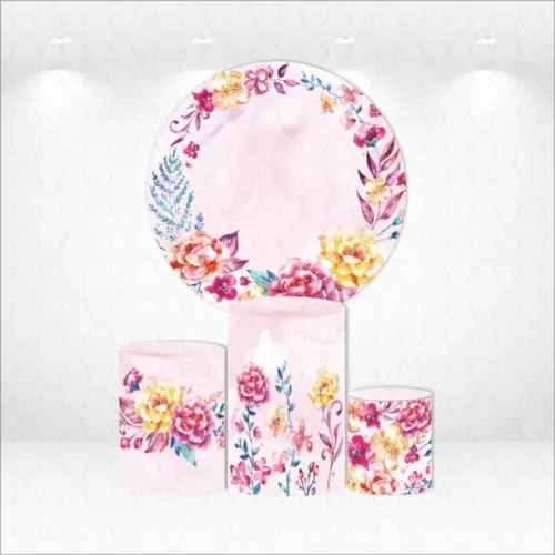 Painel Redondo + Kit de Capas de Cilindros Floral