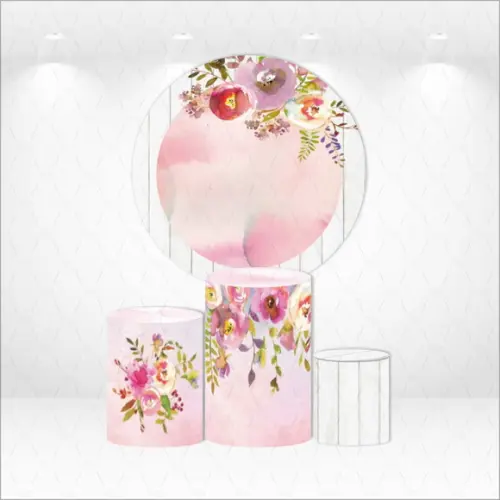 Painel Redondo + Kit de Capas de Cilindros Floral