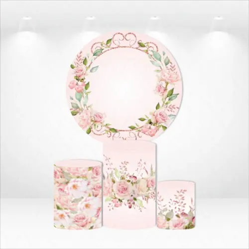 Painel Redondo + Kit de Capas de Cilindros Floral