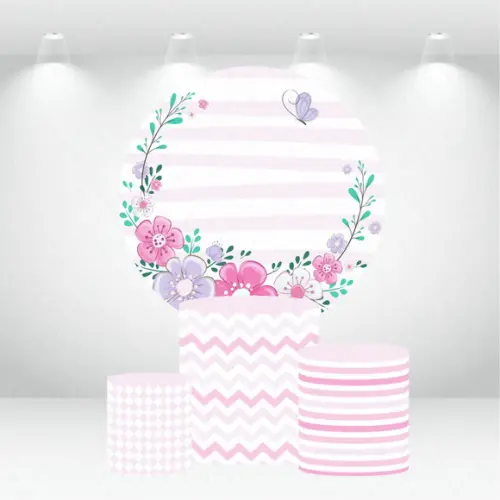 PAINEL REDONDO + KIT DE CAPAS DE CILINDROS FLORAL