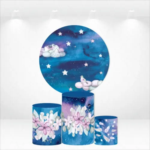 PAINEL REDONDO + KIT DE CAPAS DE CILINDROS FLORAL CÉU