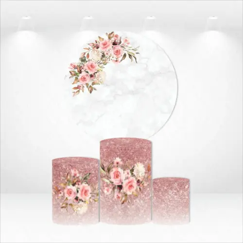 PAINEL REDONDO + KIT DE CAPAS DE CILINDROS FLORAL MARMORE