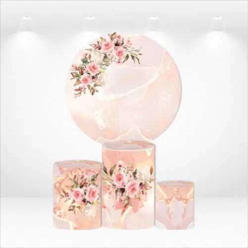 PAINEL REDONDO + KIT DE CAPAS DE CILINDROS FLORAL MARMORE
