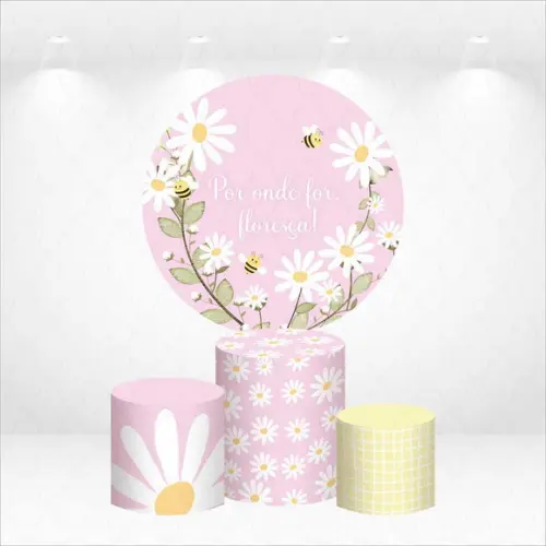 Painel Redondo + Kit de Capas de Cilindros Floresça