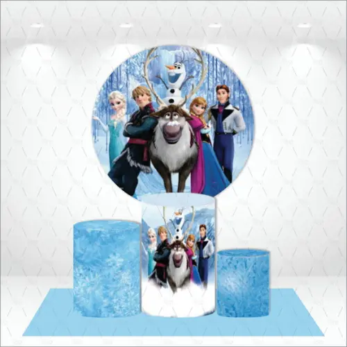 Painel Redondo + Kit de Capas de Cilindros Frozen