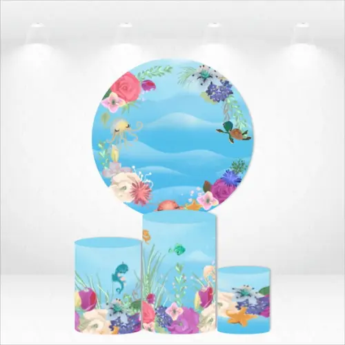 Painel Redondo + Kit de Capas de Cilindros Fundo do Mar