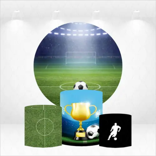 Painel Redondo + Kit de Capas de Cilindros Futebol