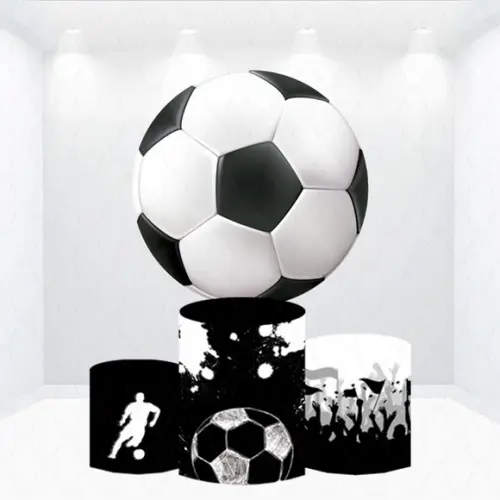 Painel Redondo + Kit de Capas de Cilindros Futebol