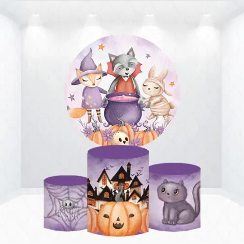 Painel Redondo + Kit de Capas de Cilindros Halloween