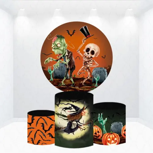 Painel Redondo + Kit de Capas de Cilindros Halloween