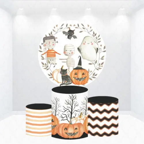 Painel Redondo + Kit de Capas de Cilindros Halloween