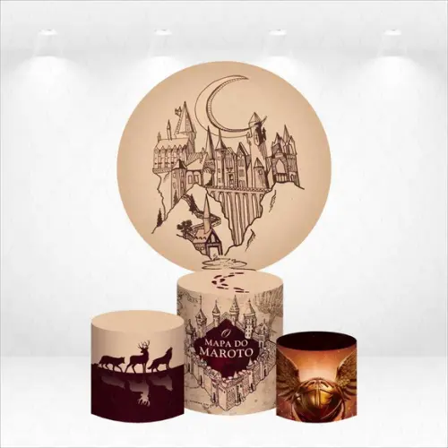 Painel Redondo + Kit de Capas de Cilindros Harry Potter