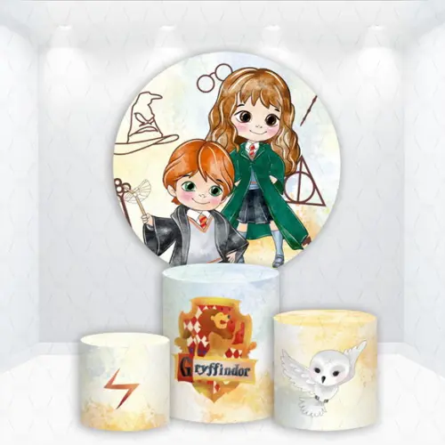 Painel Redondo + Kit de Capas de Cilindros Harry Potter