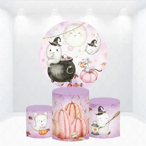 Painel Redondo + Kit de Capas de Cilindros Halloween