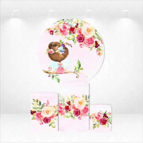 PAINEL REDONDO + KIT DE CAPAS DE CILINDROS JARDIM DAS FADAS