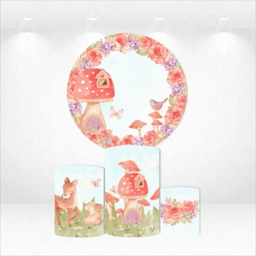 PAINEL REDONDO + KIT DE CAPAS DE CILINDROS JARDIM DAS FADAS