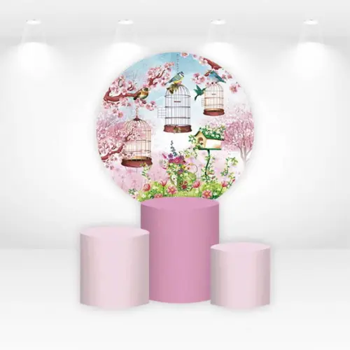 Painel Redondo + Kit de Capas de Cilindros Jardim Encantado