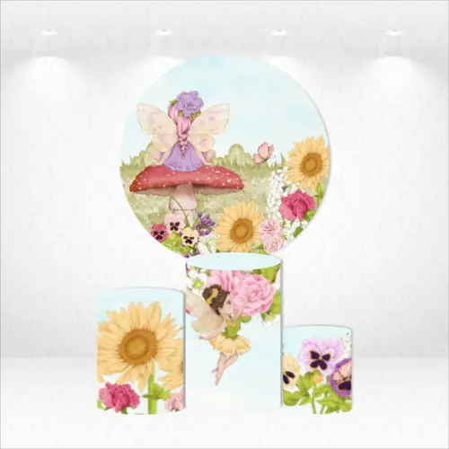 PAINEL REDONDO + KIT DE CAPAS DE CILINDROS JARDIM ENCANTADO